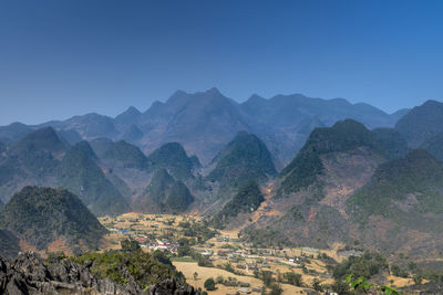 Scenic view of mountains against clear sky