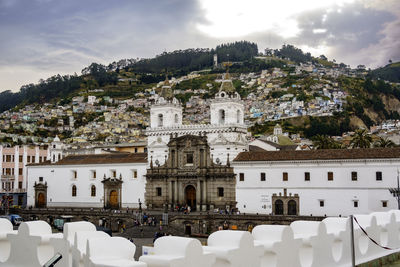 High angle view of buildings in city