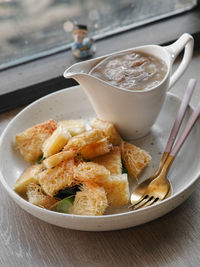 Close-up of food in bowl on table