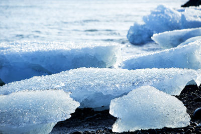 Blue ice floes at glacier lagoon jokulsarlon