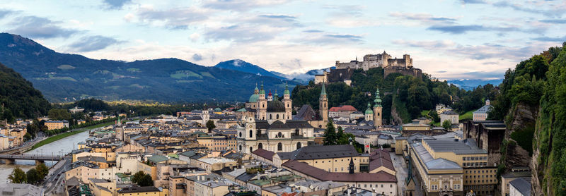 Panoramic view of cityscape against sky 