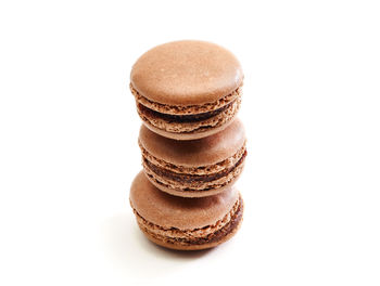 Close-up of cookies against white background