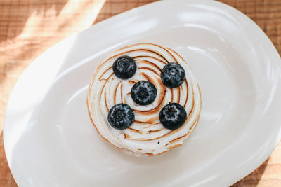 High angle view of dessert in plate