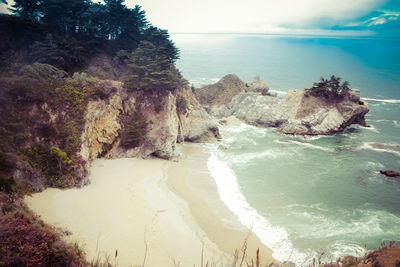 Scenic view of beach and sea against sky