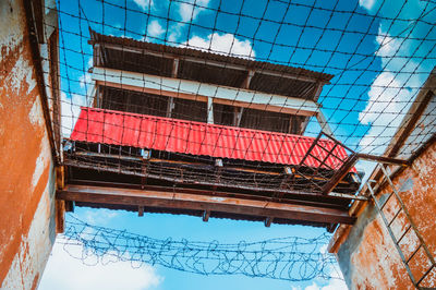 Low angle view of barbed wire at constitutional hill