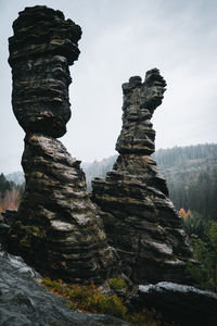 Low angle view of rock formations