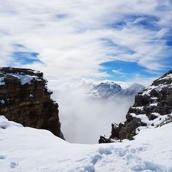 Scenic view of snow mountains against sky