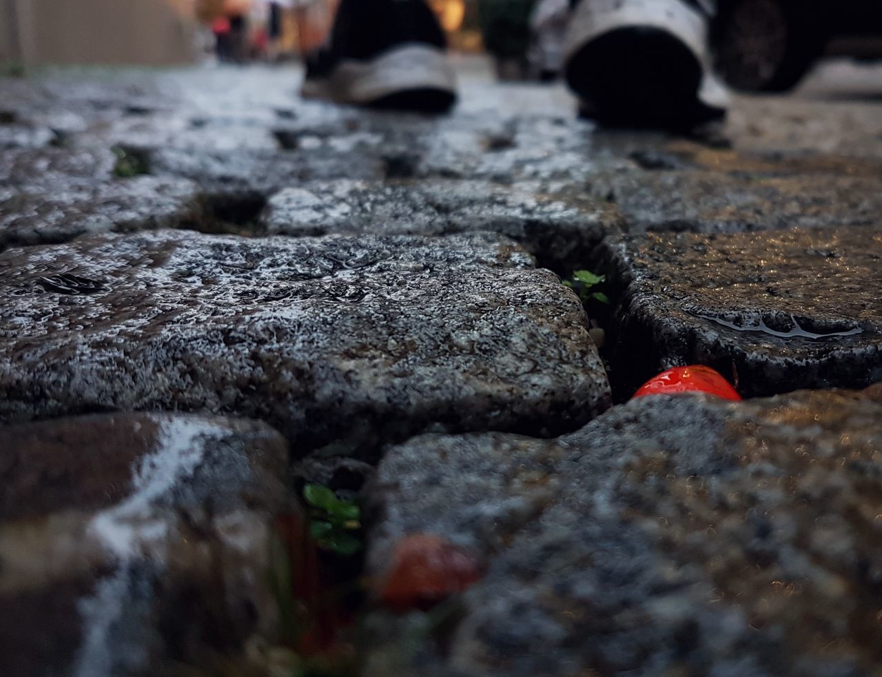 selective focus, solid, rock, day, close-up, rock - object, outdoors, textured, nature, red, no people, rough, stone - object, low section, footpath, still life, architecture, surface level