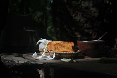 Close-up of food on table