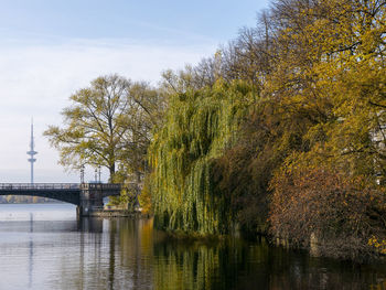 Bridge over river against sky