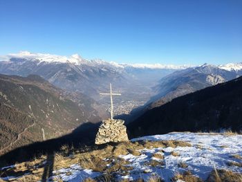 View of snow covered mountain against sky