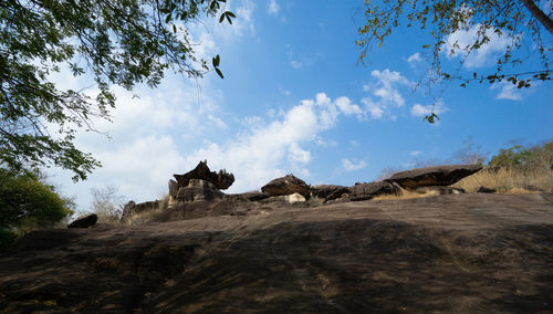 Panoramic view of rock formations against sky