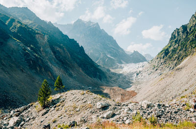 Scenic view of rocky mountains against sky