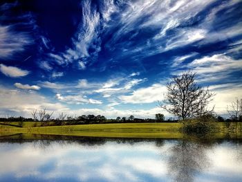 Scenic view of lake against sky