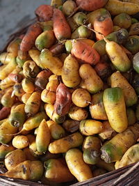 High angle view of fruits in container