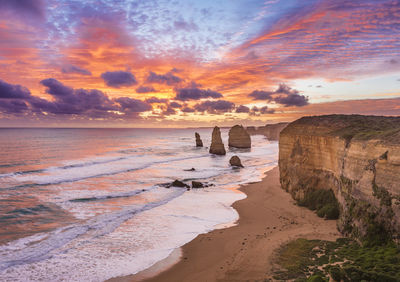 Scenic view of sea against sky during sunset