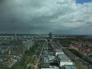 High angle view of cityscape against sky