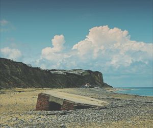 Scenic view of sea against cloudy sky