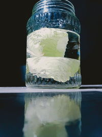 Close-up of glass of water on table