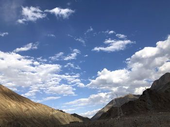 Low angle view of idyllic shot of land against sky