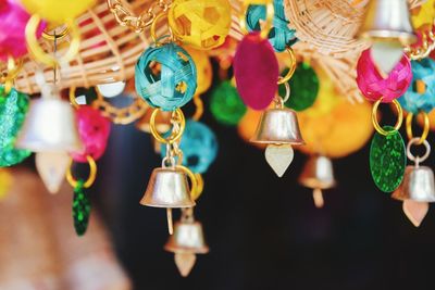 Close-up of lanterns hanging for sale in market