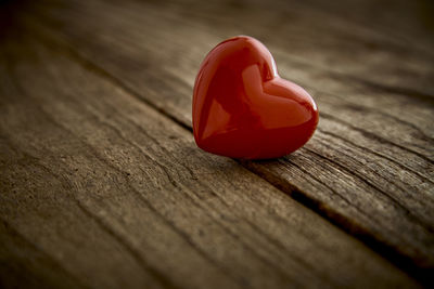 Close-up of heart shape on table