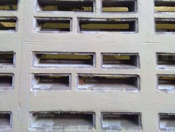 Full frame shot of brick wall with windows