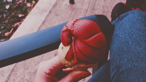 Close-up of hand holding ice cream