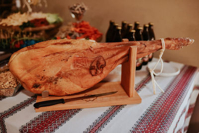 Close-up of food on table