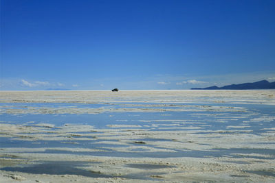 Scenic view of sea against blue sky