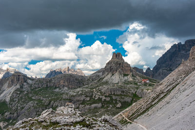 Panoramic view of landscape and mountains against sky