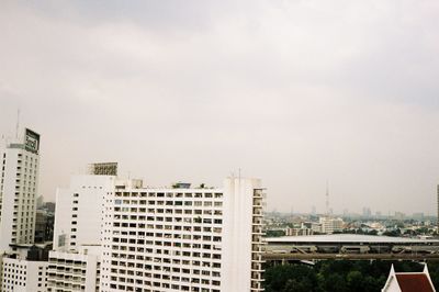 High angle view of buildings against sky