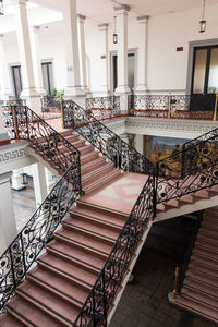 High angle view of staircase in building