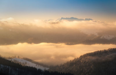 Scenic view of mountains against sky during sunset in rodnei mountains 