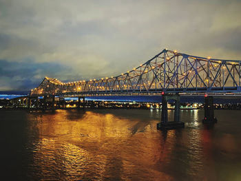 View of bridge over river against cloudy sky