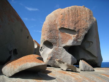 Rocks against blue sky