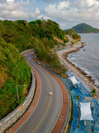 High angle view of road in city