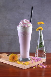 Close-up of ice cream on table