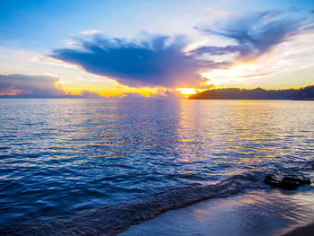 Scenic view of sea at sunset