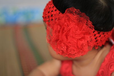 Close-up of girl with red hair