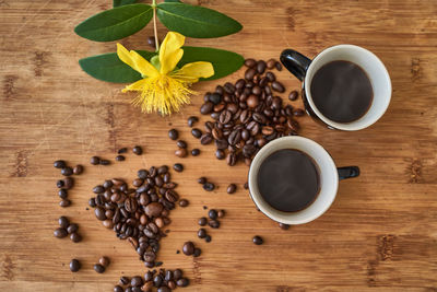 Directly above shot of coffee cup on table