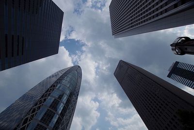 Low angle view of modern buildings against sky