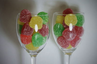 Close-up of fruits in glass