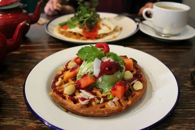 Close-up of food served in plate