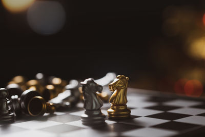 Close-up of chess pieces