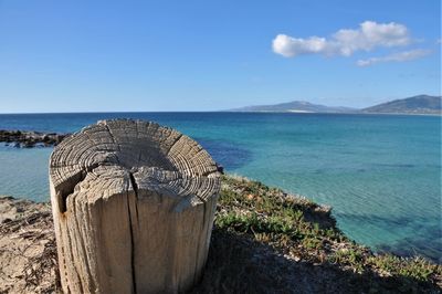 Close-up of sea against blue sky