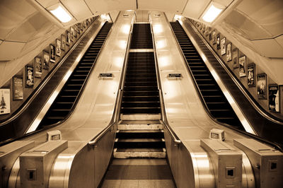 Low angle view of escalator at subway station