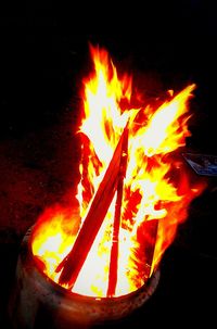 Close-up of bonfire at night