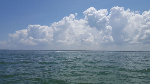 Scenic view of sea against cloudy sky