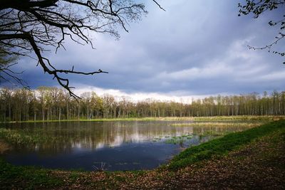 Scenic view of lake against sky